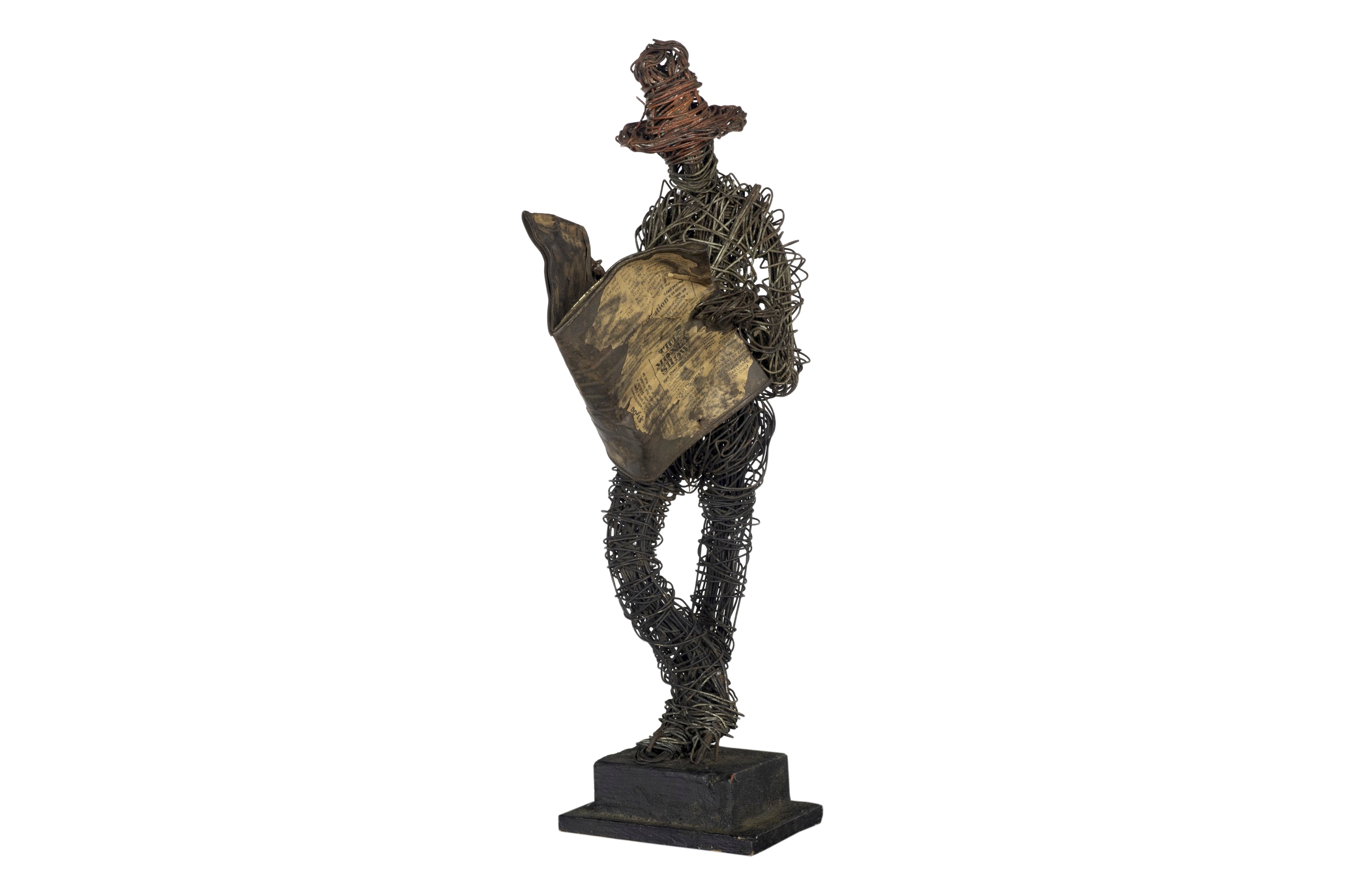 Eduardo Torres MCM Wire Newspaper Reader Sculpture