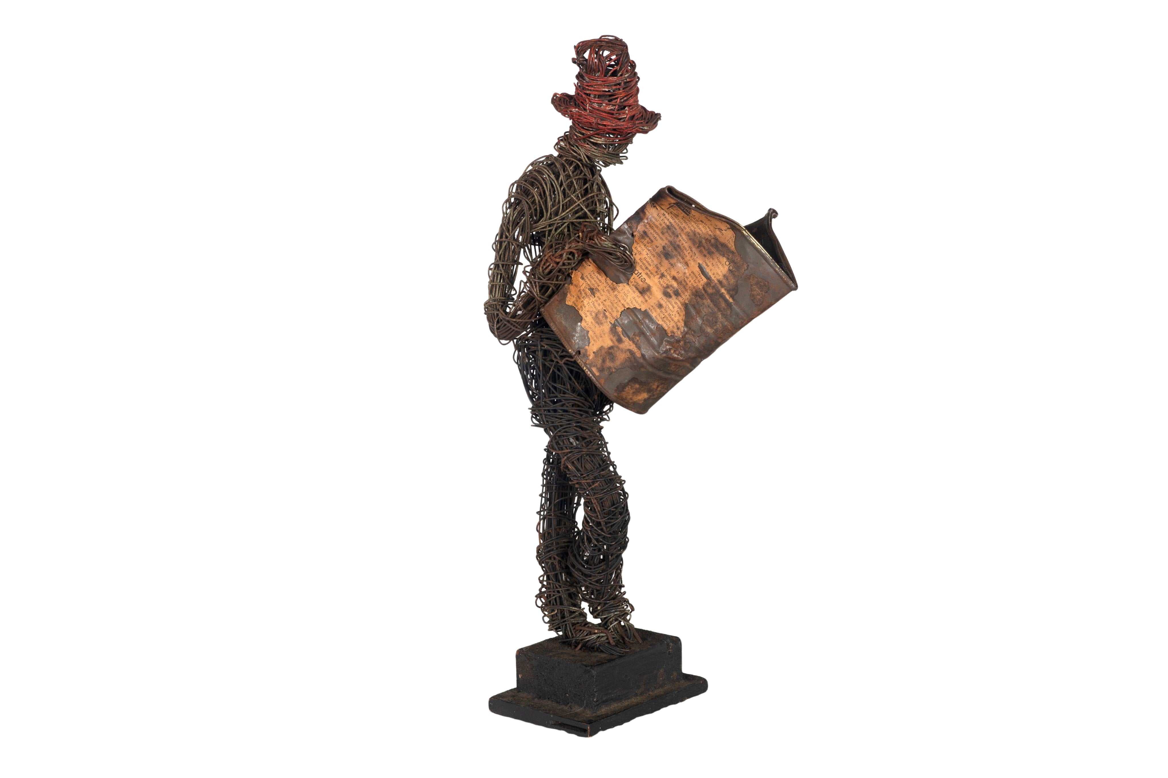 Eduardo Torres MCM Wire Newspaper Reader Sculpture