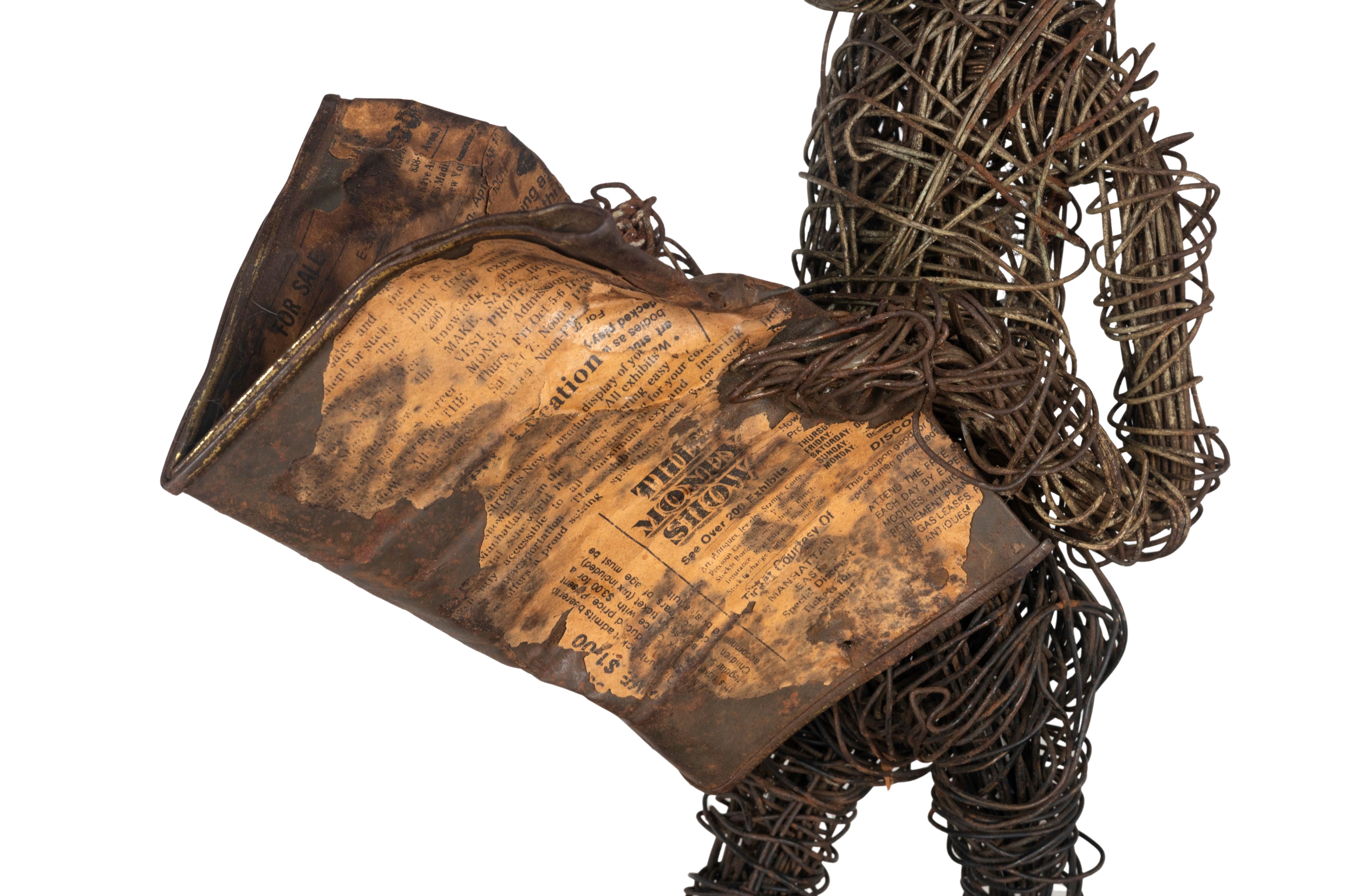 Eduardo Torres MCM Wire Newspaper Reader Sculpture