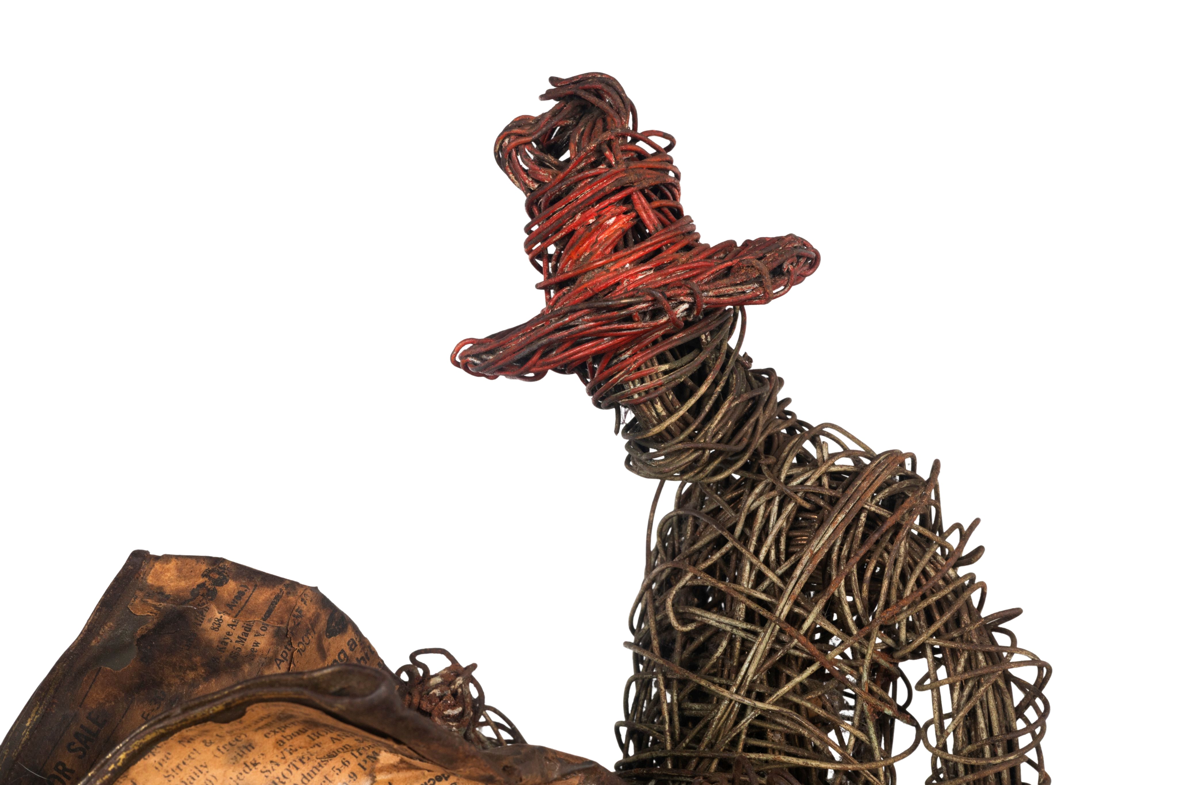 Eduardo Torres MCM Wire Newspaper Reader Sculpture