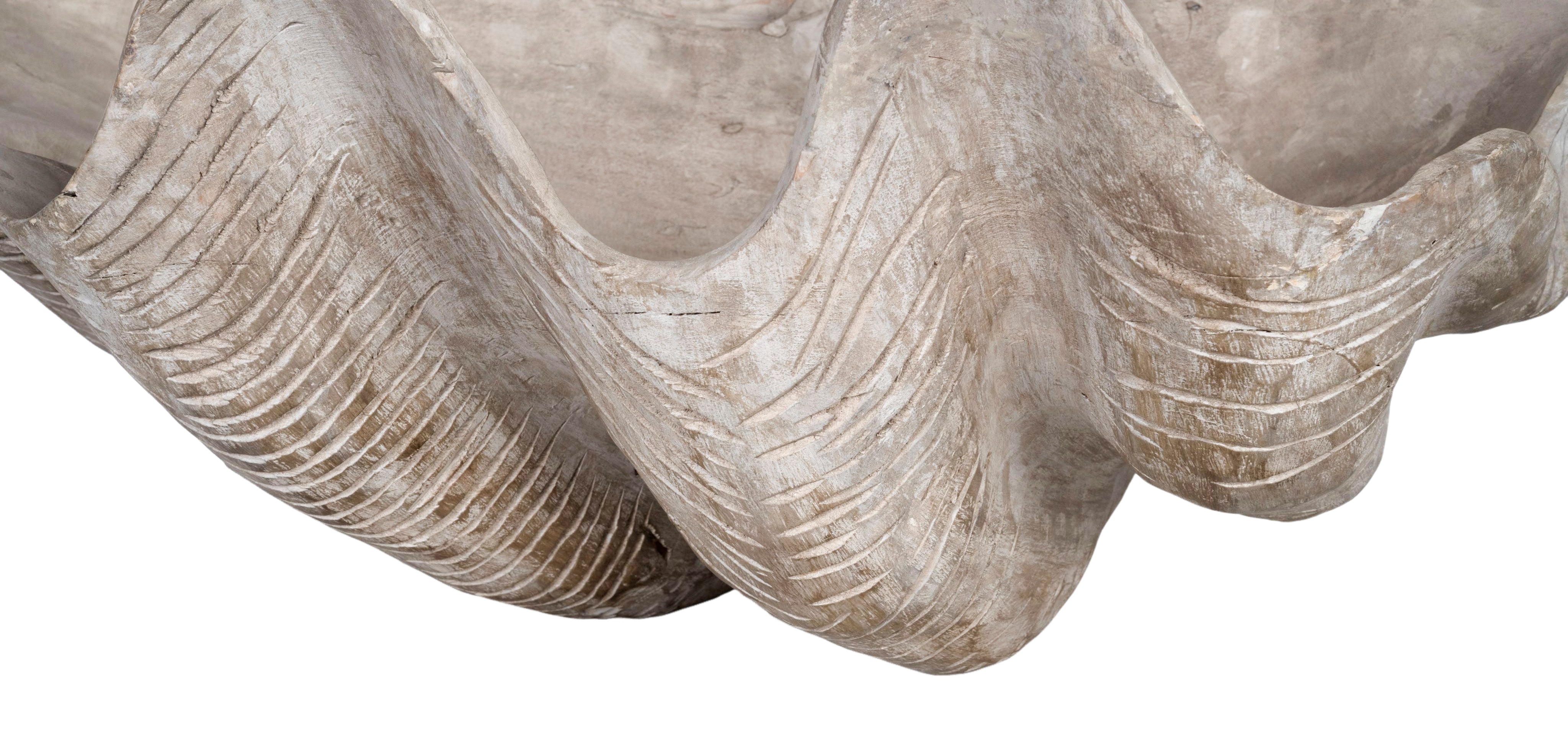 Wood Carved Sea Clam Shell