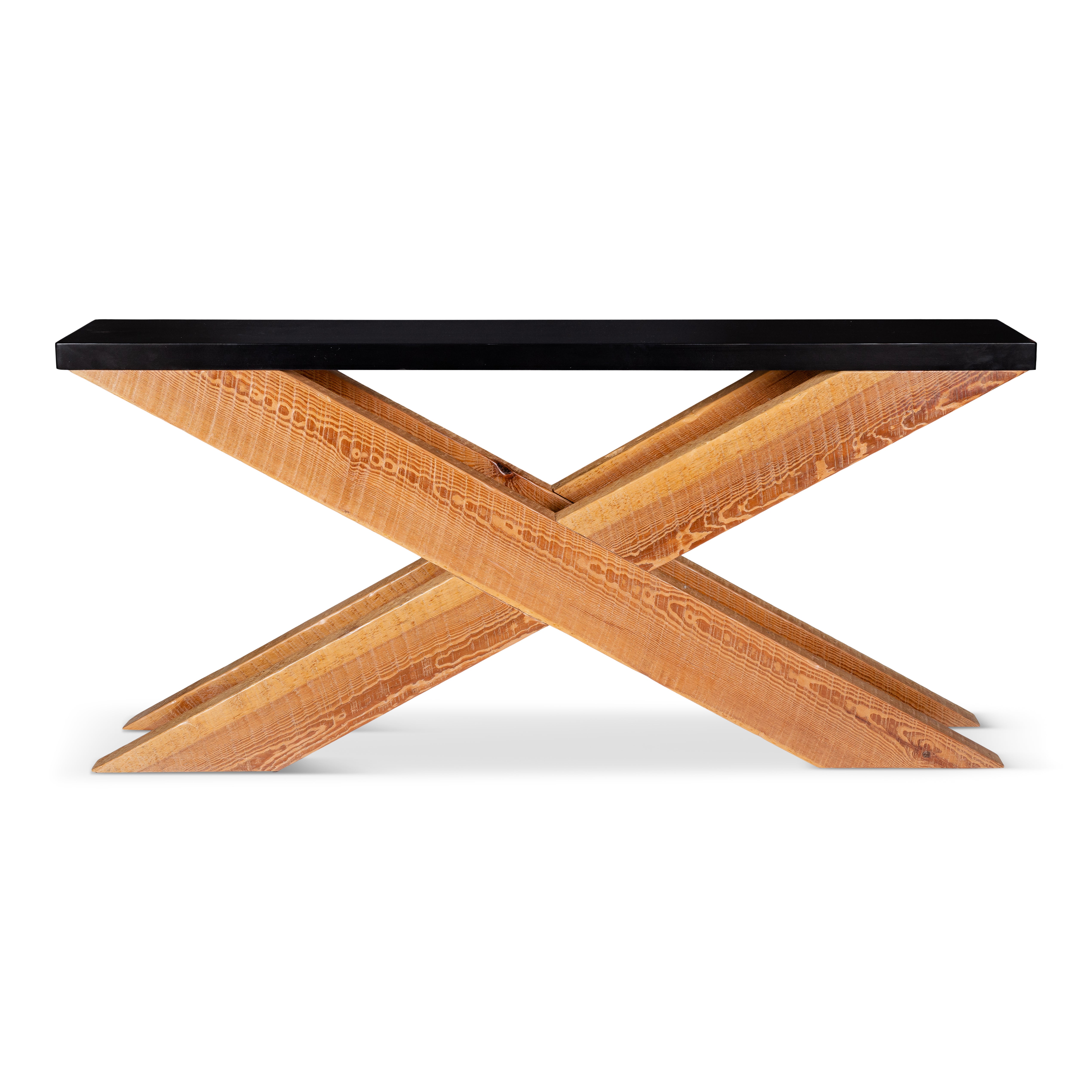 Double X Base Console Table with Stone Top