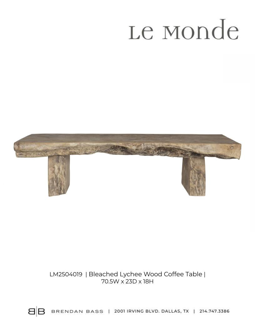 Organic Form Coffee Table in Bleached Lychee Wood