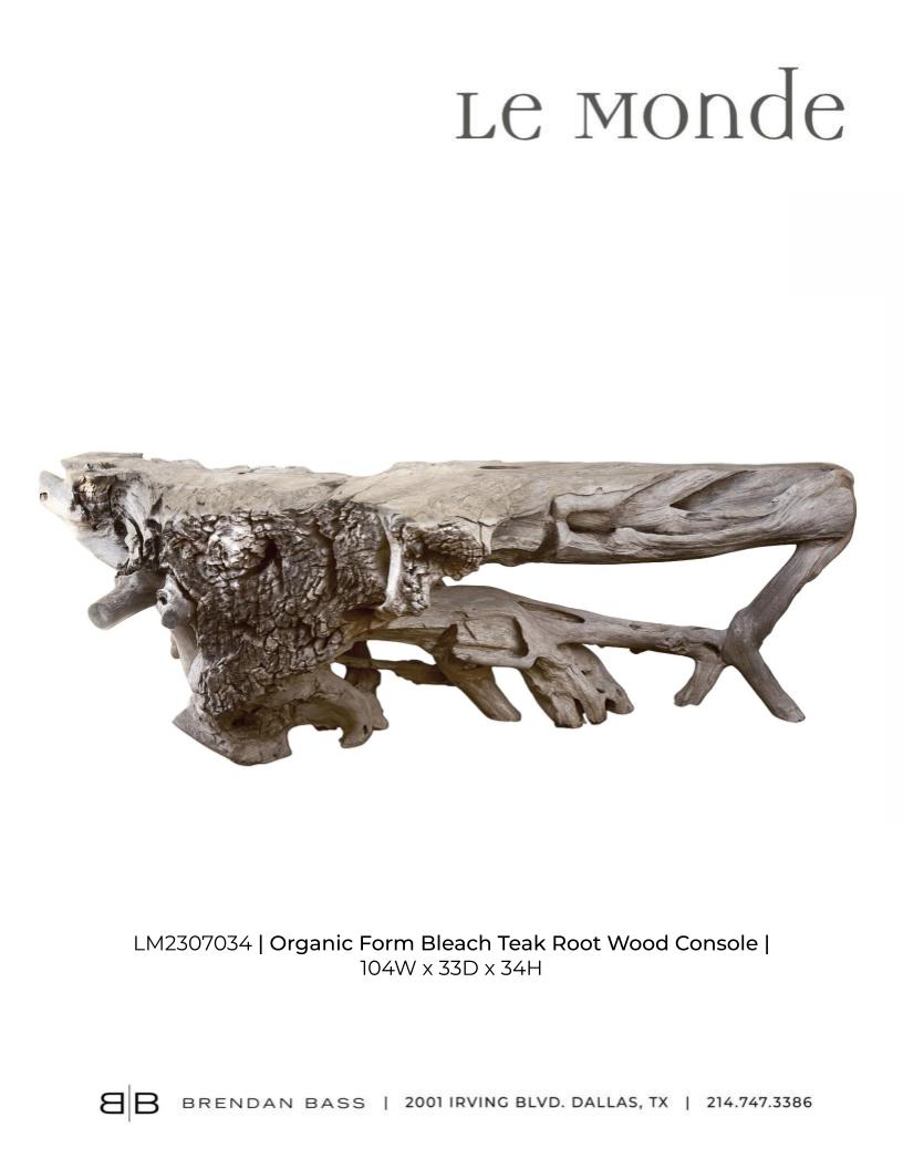 Monumental Bleached Teak Root Wood Console