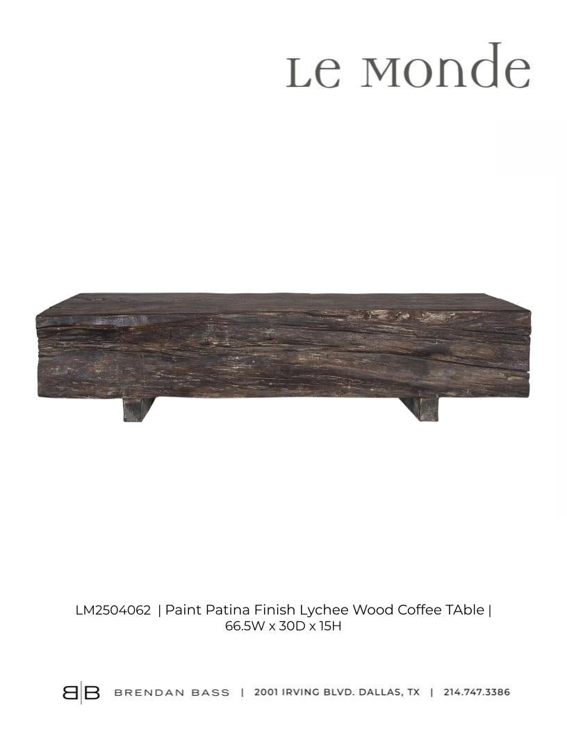 Lychee Wood Coffee Table in Patinated Finish