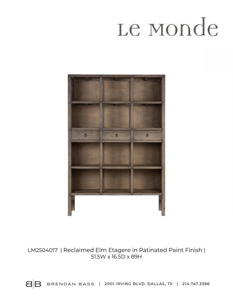 Reclaimed Wood Bookshelf in Patinated Paint Finish