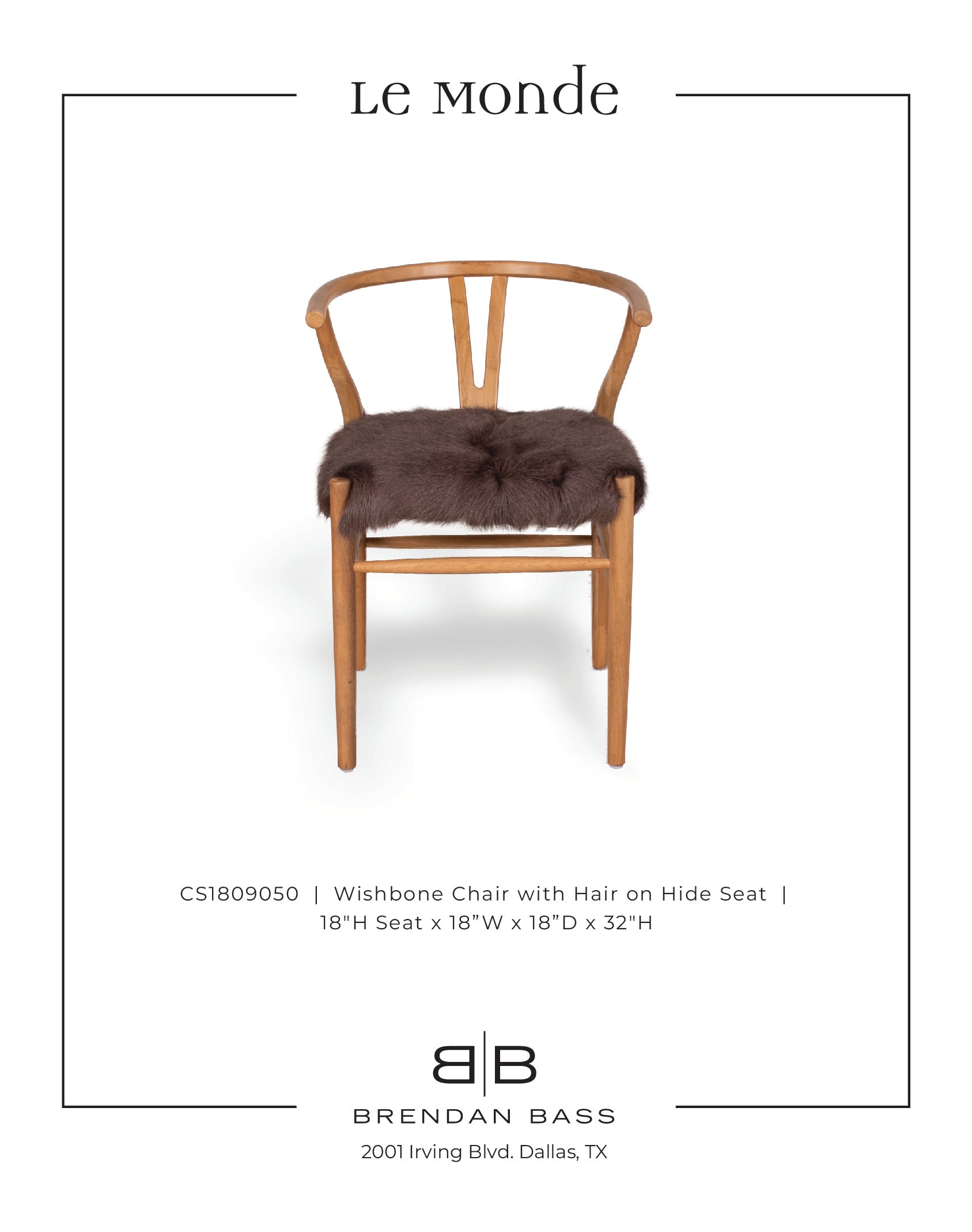 Wood Wishbone Dining Chair with Hair on Hide Seat