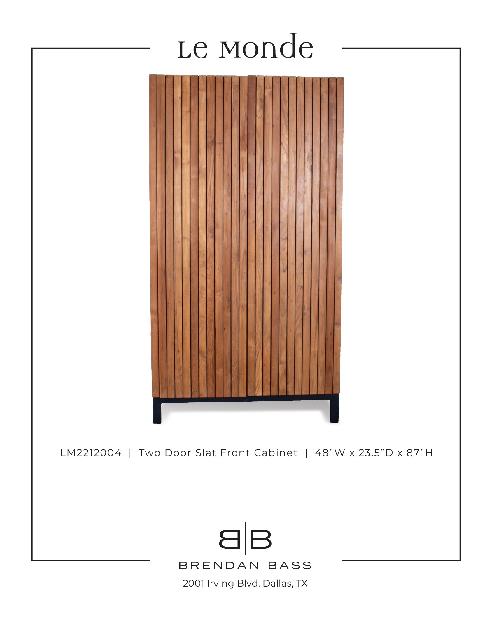 Two Door Slat Mid-Century Modern Cabinet