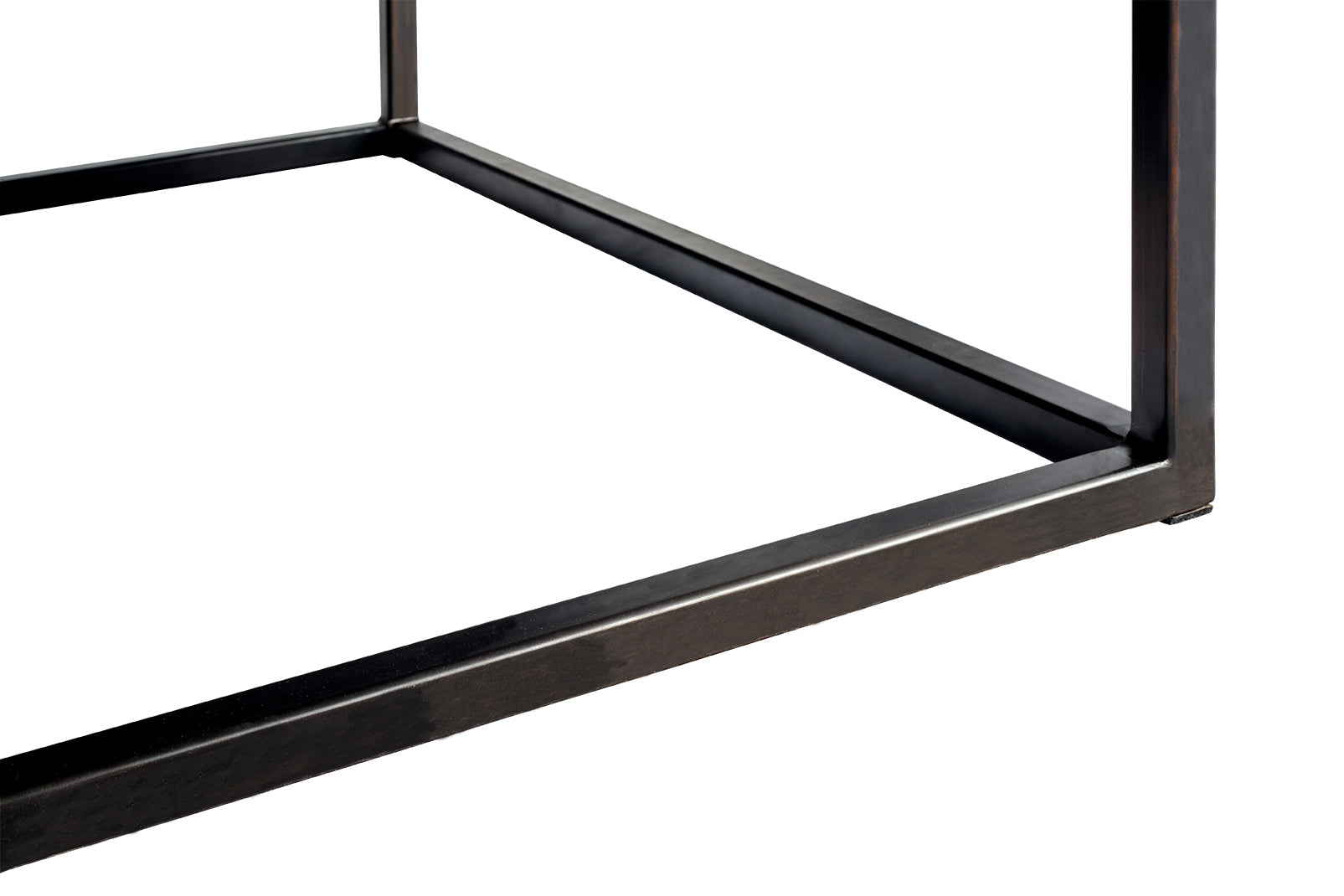 End Cut Oak Coffee Table with Steel Banding and Base